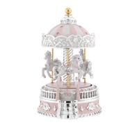Giostra di Bagutta. Giostra con cavalli rosa e cupola di altezza 19 cm. La referenza è B 4205-01 R.