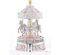 Giostra di Bagutta. Giostra con cavalli rosa e cupola di altezza 23 cm. La referenza è B 4205-02 R.
