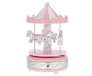 Giostra Di Bagutta. Giostra In Materiale Acrilico Con Cavalli Rosa E Fascia Argento. La Referenza È B 4201-01 R.