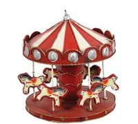 Giostra di cavallini di colore rosso realizzata in metallo anticato Horses