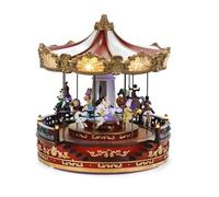 Giostra Natalizia con cavalli musica e Movimento Carosello H34diametro cm30 | luci led Rossa bianca Oro Carillon Musicale Ele-ttrico Decorazione Natale
