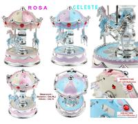 GIOSTRA ROSA CARILLON per ELISA MECCANICO con CAVALLI H.Cm.16 con LUCI LED ZS/R