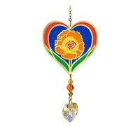 Giostrina acchiappasole con fiori per il mese di compleanno, effetto vetro colorato, cuore di cristallo scintillante ornato, impreziosita da perline realizzate a mano (ottobre - calendula)