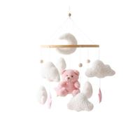 Giostrina con sonaglio in legno, ornamento da appendere for culla con stella a forma di orso for la cameretta dei bambini(Pink1)