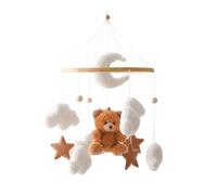 Giostrina con sonaglio in legno, ornamento da appendere for culla con stella a forma di orso for la cameretta dei bambini(Brown1)