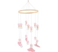 Giostrina Culla con Perline di Legno, Stelle e Animale | Decorazione Appesa per Cameretta e Negozio, Feltro e Legno, Uso come Oggetto Fotografico