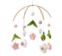 Giostrina Per Culla In Peluche In Legno - Giocattolo Da Appendere Giallo Per La Cameretta Dei Bambini Da 54 Cm, Decorazione Per Lo Sviluppo Visivo Regolare | Giocattolo Da Appendere In Peluche In Legn