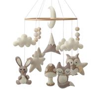 Giostrina per culla, realizzata a mano, con animali della foresta e nuvole per un vivaio neutro