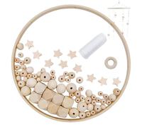 Giostrina per culla, set di giostrine per culla in legno fai da te con anello in bambù, perline e filo di cotone per l'arredamento della cameretta