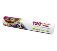 GIO'STYLE 150 sacchetti freezer in rotolo Fresh | 28x40 cm / 5 lt | Ultra resistenza | Etichetta prestampata su ogni sacchetto