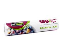 GIO'STYLE 180 sacchetti freezer in rotolo Fresh | 23x32 cm / 2,5 lt | Ultra resistenza | Etichetta prestampata su ogni sacchetto