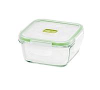 GIO'STYLE Linea 2 in 1 Vetro Contenitore per Alimenti in Vetro, Quadrato, Made in Italy, Adatto a Frigorifero, Freezer, Microonde, 0,38L, Trasparente, 12 x 12 x 6.2 cm, 1 pezzo