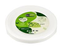 GIO'STYLE Piatti Piani Ø 22,5 cm | 25 Pezzi | Polpa di Cellulosa | Biodegradabili e Compostabili