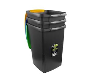 GioStyle Set di 3 Pattumiere Ecosolution 45 | Capacità 45 L | Giallo, Blu e Verde | Ideale per Raccolta Differenziata | Made in Italy