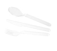GioStyle Set di 3 Posate in Plastica Alimentare | 19 cm | Bianco | Made in Italy | Perfetto per Feste, Picnic, Campeggio | Linea Trippy