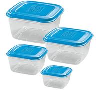 GIO'STYLE Set di 4 Contenitori Ermetici per Alimenti - 0.5L + 1L + 1.5L + 2L - Made in Italy - Quadrati - Adatto a Frigorifero, Freezer, Microonde - Linea Ermetici