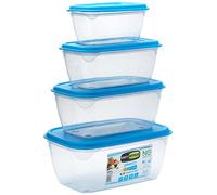 GIO'STYLE Set di 4 Contenitori Ermetici per Alimenti - 0.5L + 1L + 1.5L + 2L - Made in Italy - Rettangolari - Adatto a Frigorifero, Freezer, Microonde - Linea Ermetici
