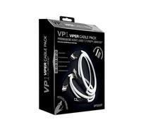 Gioteck Pack Viper - Cavo HDMI 8K (2.1) - Cavo USB C di Ricarica - Alta Velocità - Cavo In Nylon 3 Metri - Molto Resistente - Colore Bianco e Nero - Classics - PlayStation 4