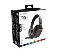 Gioteck TX5+ RGB Wired Headset Compatible with Switch, PS5, Xbox Series S |X, PC, Mobile - RGB Lighting - Flat Design - Passive Noise Cancellation - 3.5mm Jack (Black)