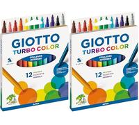 Giotto 0719 00 Turbo Color - Pennarello in fibra, multicolore (Confezione da 2)