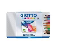 Pastello Supermina - colori assortiti - Giotto - astuccio in metallo 12 pezzi