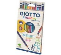 Pastelli colorati Stilnovo - lunghezza 18cm e mina 33mm - cancellabile con gomma - Giotto - astuccio 10 colori