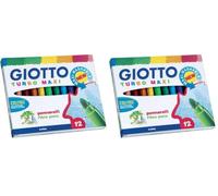 Giotto 454000 Turbo Pennarelli, Turbo Maxi Punta Larga, 5 mm, Confezione da 24, Assortiti