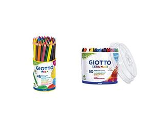 Giotto 518100 - Mega Maxi Pastelloni Colorati Barattolo 48 Pezzi & 519200 Barattolo Pastelli Formato Gigante per Pastelli a Cera, 11,5 mm, Confezione da 60