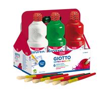 schoolpack 6 flaconi tempera pronta - 1000ml - colori assortiti - giotto