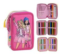 CERDÁ LIFE'S LITTLE MOMENTS Giotto Barbie - Astuccio con accessori con matite, pennarelli e penne | Astuccio scolastico completo triplo con disegno di Barbie, Barbie, 12.5x6.5x19.5 cm, Licenza