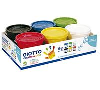 GIOTTO Colori a dita - Confezione Da 6 Barattoli Di Tempera A Dita, 200 ml, Superlavabile