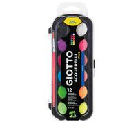 GIOTTO - F351400 - Pastiglia Acquerello - diametro 30mm - colori assortiti fluo - Giotto - astuccio da 12 pezzi - 102169 - Conf. da 1 Pz. - F351400