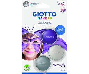 Giotto Make Up Butterfly Pack con 3 Trucchi Viso a Tema Farfalle - Si Lava con Acqua - Dermatologicamente Testato - Colori Asso NEW