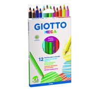 GIOTTO Mega - Astuccio Da 12 Matite A Pastello Colorate, 5.5 mm, Colori Intensi
