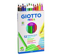 Mega pastelli colorati esagonale da 9mm lughezza 18cm e mina 5.5mm Giotto astuccio 12 colori