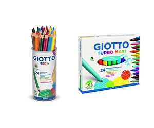 Giotto Mega Barattolo 24 Pastelli Colorati & Turbo Maxi Pennarelli 24 Uds.