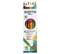 GIOTTO Mega, Matite Colorate Spesse, Formato Esagonale, Mina 5,5mm, Colori Assortiti, 6 Pezzi