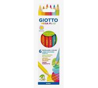Giotto Mega, Matite Colorate Spesse, Formato Esagonale, Mina 5,5mm, Colori Fluo Assortiti, 6 Pezzi