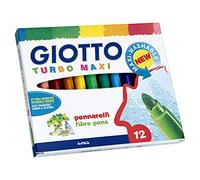 Giotto Pennarello Turbo-Maxi scatola di 12 colori lavabili con punta bloccata.