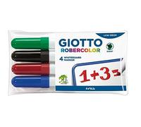 GIOTTO Robercolor - Pennarelli per lavagna bianca, 4 pezzi, colori assortiti, punta a scalpello, per bambini e scuole