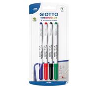 GIOTTO Robercolor, Set di 4 pennarelli a punta fine, ideali per uso scolastico, ufficio e creativo, blister, colori assortiti: blu, rosso, nero, verde, 4 pezzi