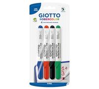 GIOTTO Robercolor, Set di 4 pennarelli a punta media, ideali per uso scolastico, ufficio e creativo, blister, colori assortiti: blu, rosso, nero, verde, 4 pezzi