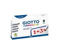 GIOTTO Robercolor, Set di 4 pennarelli giganti a punta smussata, ideali per uso scolastico, poster e creativi, scatola, colori assortiti: blu, rosso, nero, verde, 4 pezzi