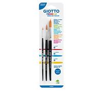 Giotto Set 3 Pennelli Taklon 500 Punta tonda fibra sintetica, Colore Neutro, L, 025000
