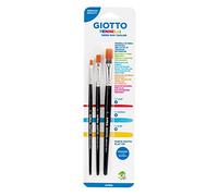 Giotto Set 3 Pennelli Taklon 600 Punta piatta fibra sintetica, Colore Neutro, 026000