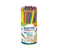 Giotto Stilnovo Maxi, Matite Colorate Spesse, Barattolo in Bio Plastica, Formato Triangolare, Mina da 4,3mm, Colori Assortiti, 48 Pezzi