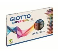 Supermina pastelli colorati - esagonali D 7,6mm lunghezza 18cm e mina D 3,8mm - colori assortiti - Giotto - astuccio 36