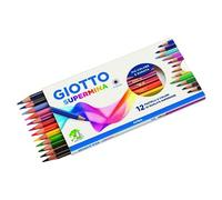 Supermina pastelli colorati - esagonali 7,6mm lunghezza 18cm e mina 3,8mm - colori assortiti - Giotto - astuccio 12 co