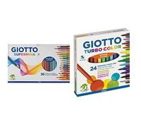 Giotto Supermina - Astuccio da 36 Matite a Pastello Colorate, 3.8mm & TURBO COLO