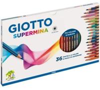 Supermina pastelli colorati - esagonali D 7,6mm lunghezza 18cm e mina D 3,8mm - colori assortiti - Giotto - astuccio 36